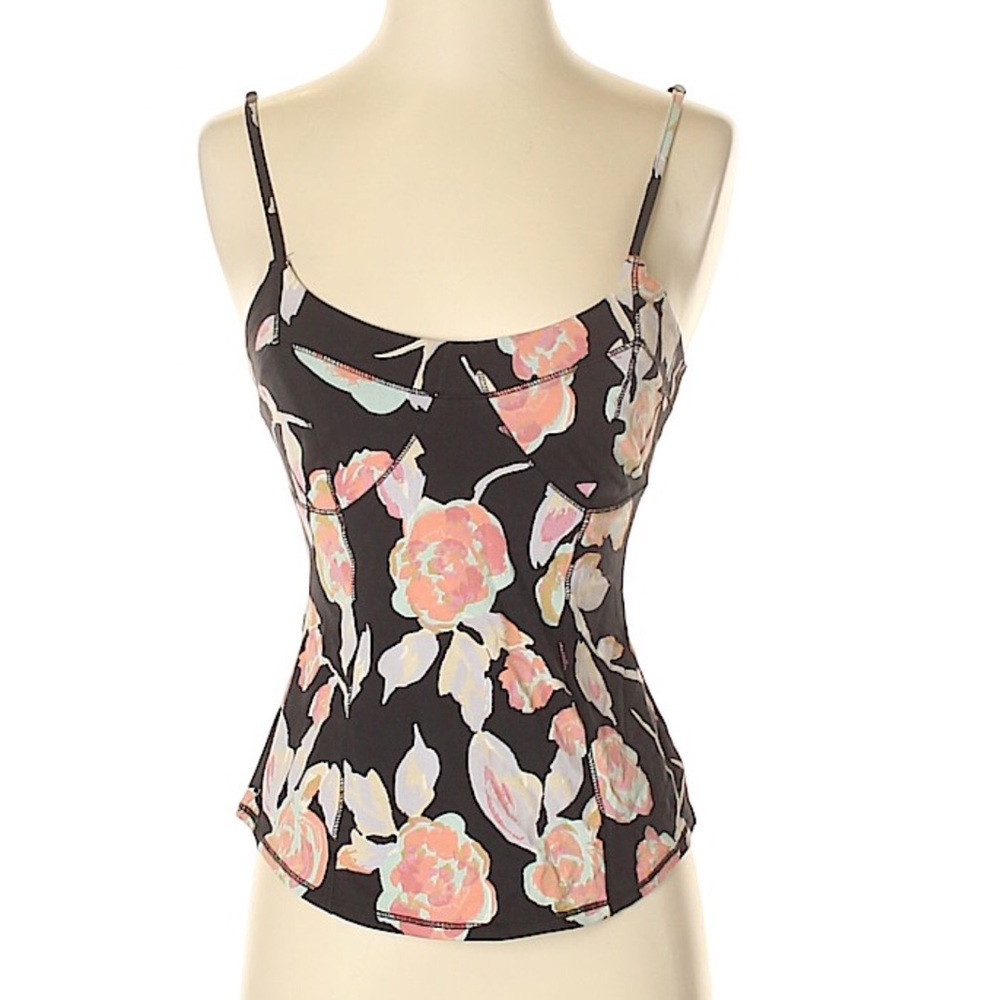 Free People Black Floral Tank
